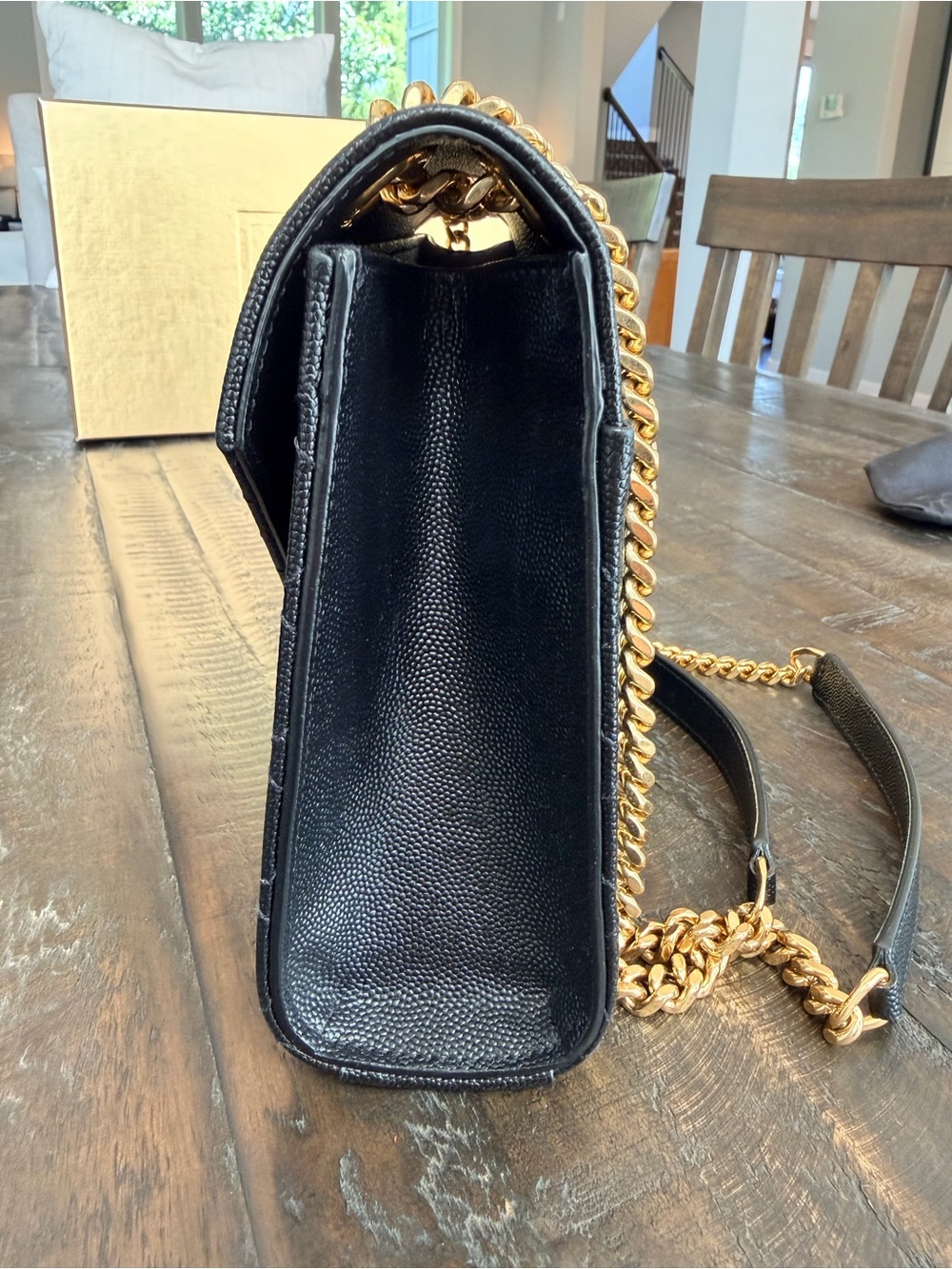 SAINT LAURENT ENVELOPE BAG MEDIUM 
IN QUILTED GRAIN DE POUDRE EMBOSSED LEATHER - Picture 13 of 16
